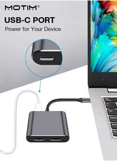 موتيم محول USB من النوع C إلى HDMI مزدوج، 4 في 1 موزع USB من النوع C مع 2 HDMI (4K@30 هرتز) / USB3.0/شحن PD، محطة إرساء USB-C بشاشة مزدوجة عالية الوضوح لنظامي التشغيل Windows وMacOS  - Image 5