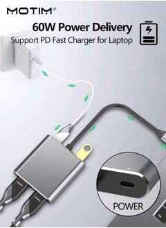 موتيم محول USB من النوع C إلى HDMI مزدوج، 4 في 1 موزع USB من النوع C مع 2 HDMI (4K@30 هرتز) / USB3.0/شحن PD، محطة إرساء USB-C بشاشة مزدوجة عالية الوضوح لنظامي التشغيل Windows وMacOS  - Image 2