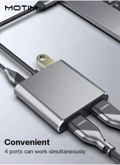 موتيم محول USB من النوع C إلى HDMI مزدوج، 4 في 1 موزع USB من النوع C مع 2 HDMI (4K@30 هرتز) / USB3.0/شحن PD، محطة إرساء USB-C بشاشة مزدوجة عالية الوضوح لنظامي التشغيل Windows وMacOS  - Image 4