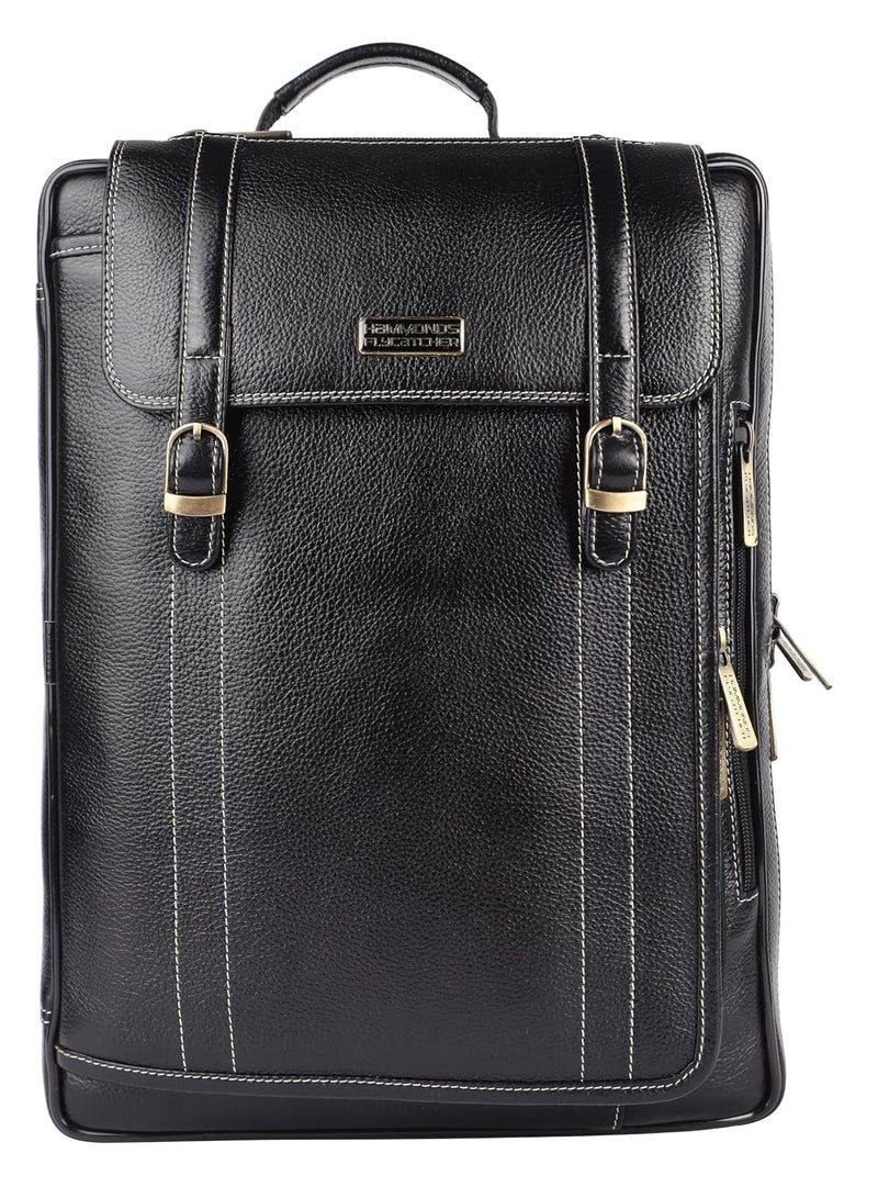  هاموندز فلاي كاتشر حقيبة مكتب جلدية للرجال  في  مقاس . بوصة قابلة للتعديل متعددة الجيوب سوداء - Image 1