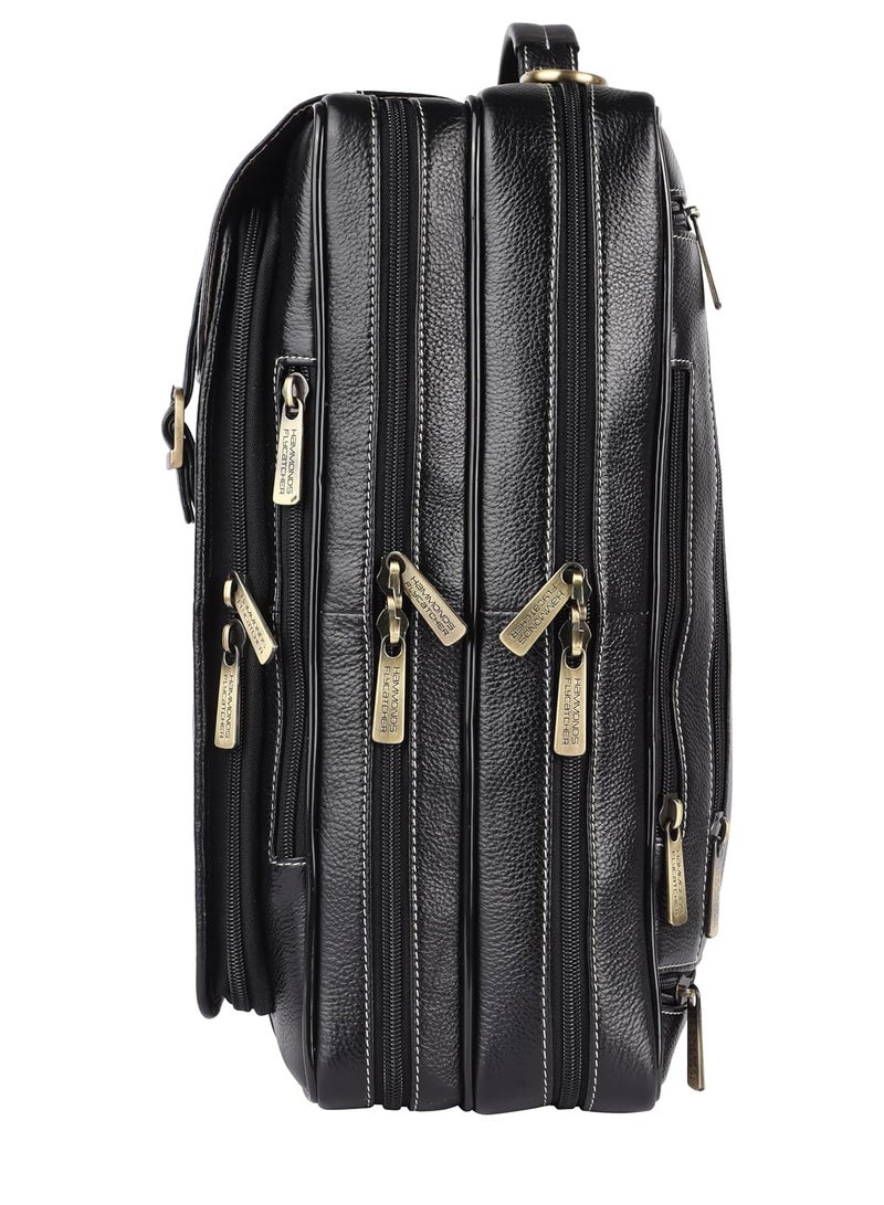  هاموندز فلاي كاتشر حقيبة مكتب جلدية للرجال  في  مقاس . بوصة قابلة للتعديل متعددة الجيوب سوداء - Image 4