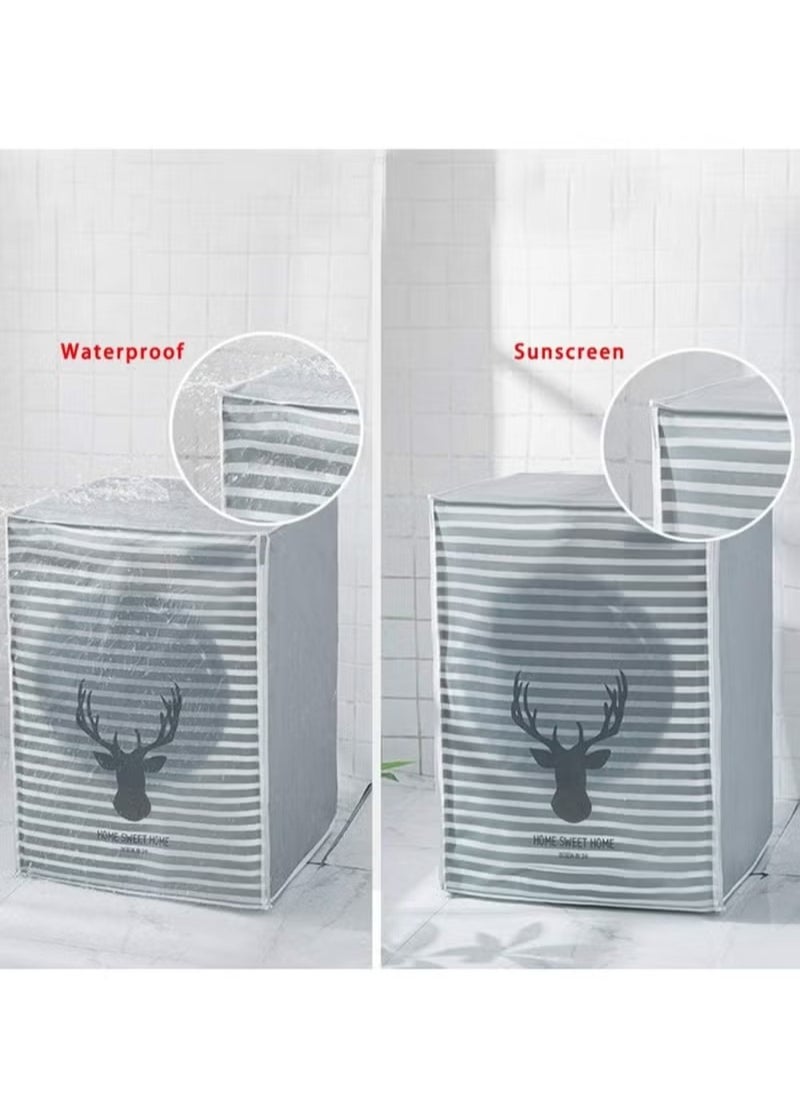 Generic Washing Machine Cover, Clothes Washer Dust Dryer Cover Lid Tumble Dustproof Cover Case with Zipper for Front Load Washer Protection Waterproof Sun Cartoon Pattern for Drum Washing Machine  - Image 3