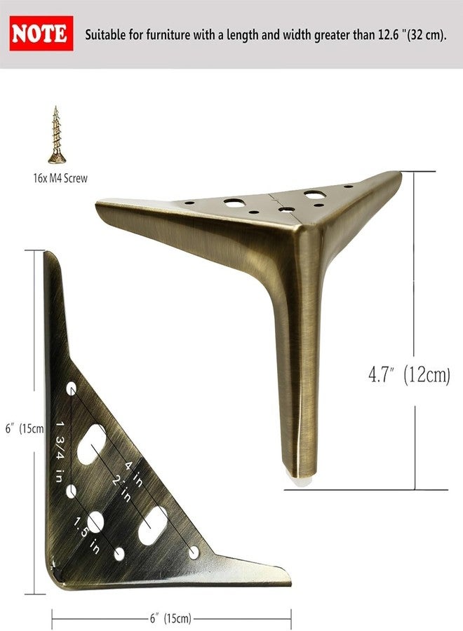 Smaxcn 4.7 inch/12cm Bronze Color Metal Furniture Legs Set of 4, 4pcs DIY Replacement for Short Cabinet Legs, Sofa Legs, Small Dresser Legs - Image 2