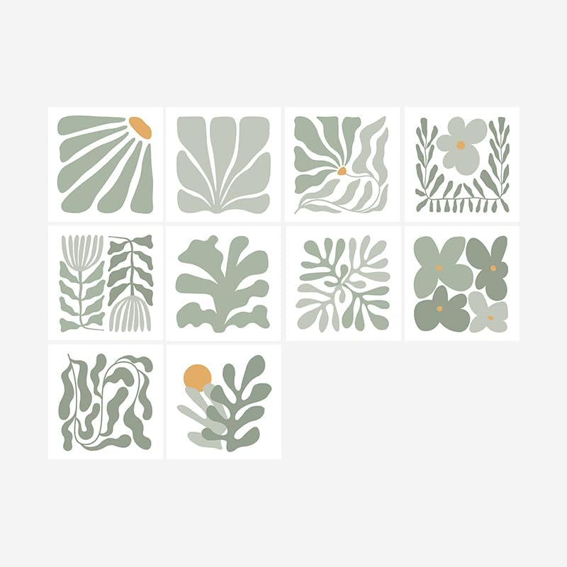Alwayspon Self-Adhesive Vinyl Wall Tile Stickers, 10Pcs 20cm/8inch Peel and Stick on Tiles Transfer Vinyl Flooring Waterproof Splashback for Kitchen Bathroom, Sage Green Floral - Image 4