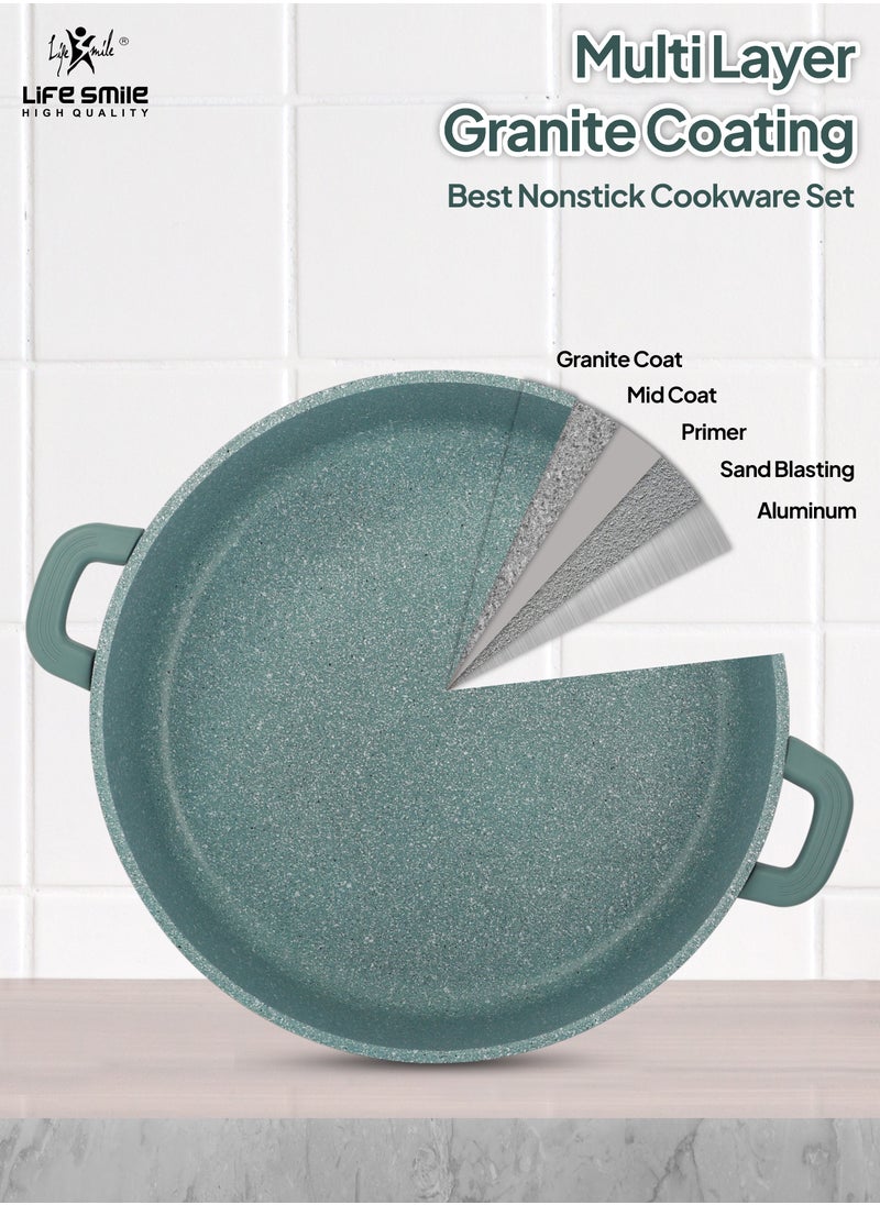 Life Smile - Cookware Set 29 pieces -Pots and Pans set Granite Non Stick Coating 100% PFOA FREE, Induction Base Cooking Set include Casseroles & Shallow Pot & Fry Pans & Silicone Utensils - Image 1