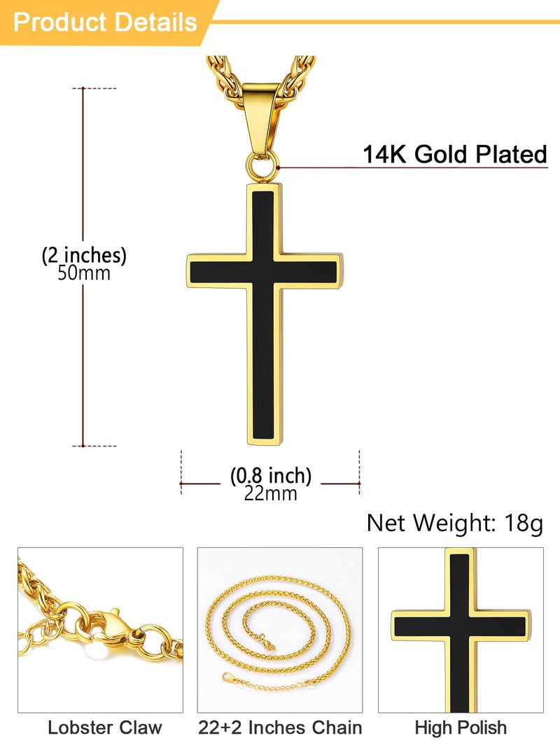 U7 Gold Cross Necklaces for Women Men Pendant Chain 22 Inch Gold Jewelry Plain Faith Cross Baptism Necklace - Image 4