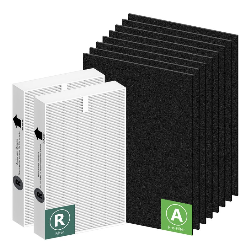 HPA100 Replacement Filters for Honeywell HPA100 HRFARVP100 Series Air Purifier HPA094 HPA104 HPA105 HPA3100 and HPA5100 Funmit 2 HEPA R Replacement and 8 A Carbon PreCut PreFilters