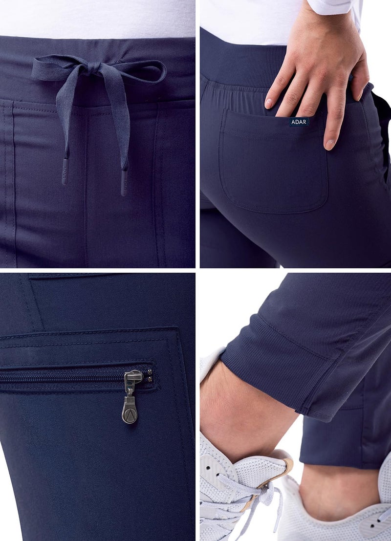 Adar Uniforms Pro Scrubs for Women, Ultimate Yoga Jogger Scrub Pants, P7104, Navy, M - Image 4