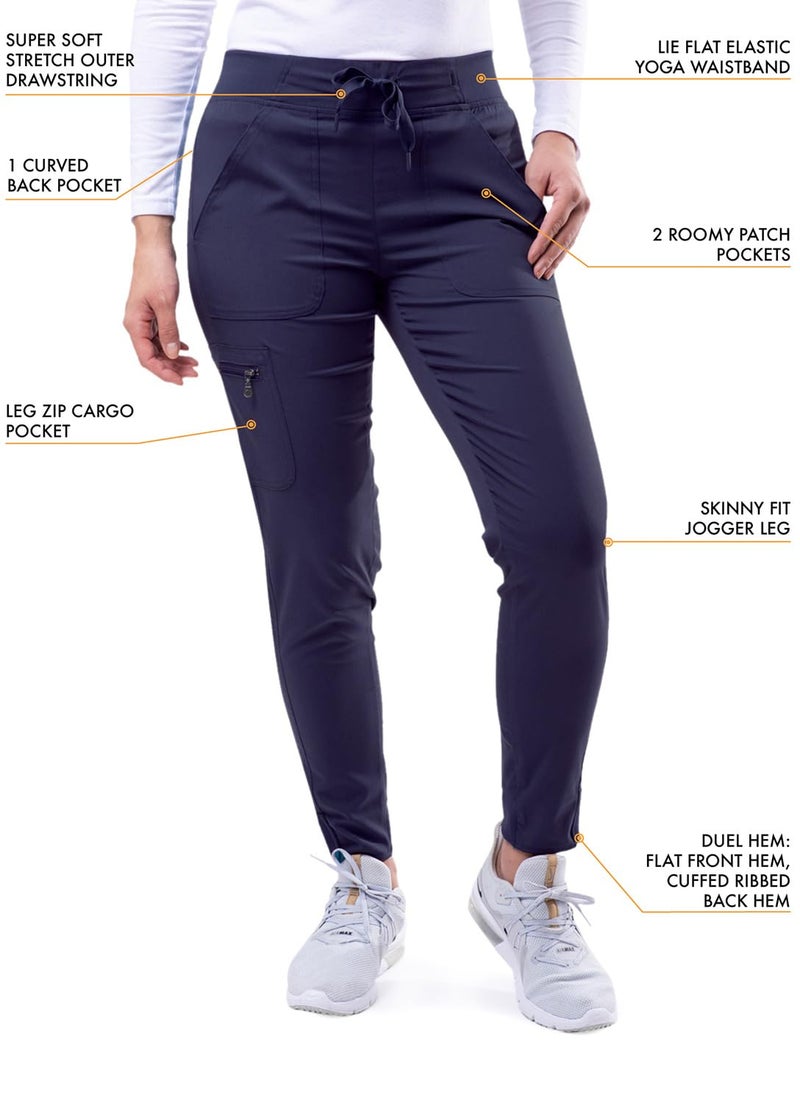 Adar Uniforms Pro Scrubs for Women, Ultimate Yoga Jogger Scrub Pants, P7104, Navy, M - Image 3