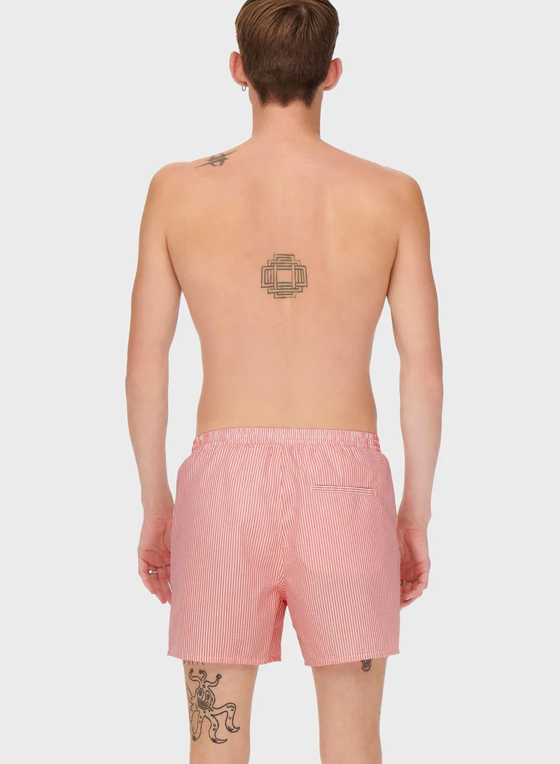 Only & Sons Striped Swim Shorts