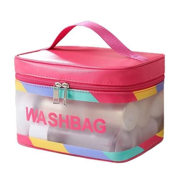 snapshopecom Square Washbag Used for Adults Cosmetic Pouch Makeup Bag for Home Traveling Camping Toiletry Bag for Cosmetics Brushes Makeup Clear PU Zipper Portable Toiletry Wash Bag1 pcs - Image 2