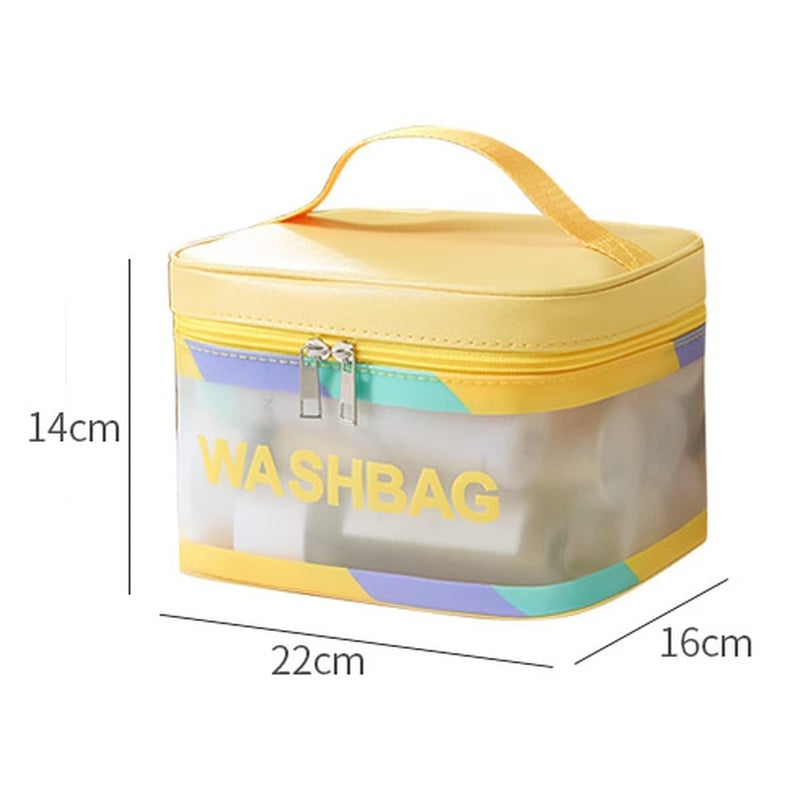 snapshopecom Square Washbag Used for Adults Cosmetic Pouch Makeup Bag for Home Traveling Camping Toiletry Bag for Cosmetics Brushes Makeup Clear PU Zipper Portable Toiletry Wash Bag1 pcs - Image 3