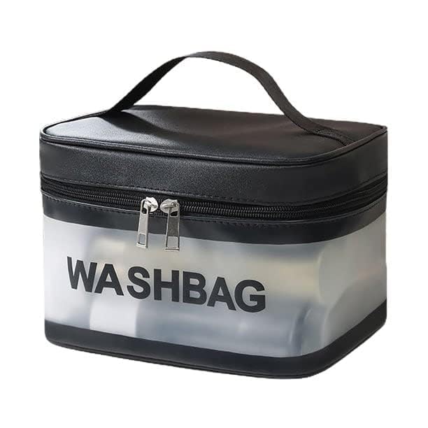 snapshopecom Square Washbag Used for Adults Cosmetic Pouch Makeup Bag for Home Traveling Camping Toiletry Bag for Cosmetics Brushes Makeup Clear PU Zipper Portable Toiletry Wash Bag1 pcs - Image 1
