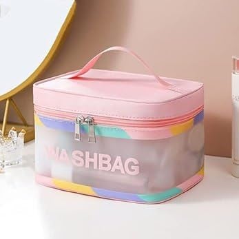 snapshopecom Square Washbag Used for Adults Cosmetic Pouch Makeup Bag for Home Traveling Camping Toiletry Bag for Cosmetics Brushes Makeup Clear PU Zipper Portable Toiletry Wash Bag1 pcs - Image 4