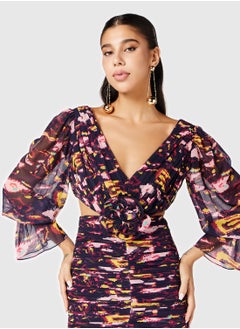 Threadz by Ajooni Printed Ruched Dress  - Image 3