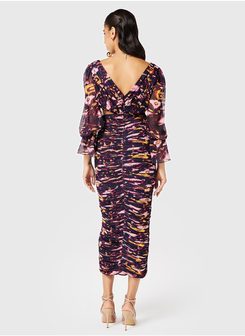Threadz by Ajooni Printed Ruched Dress  - Image 2