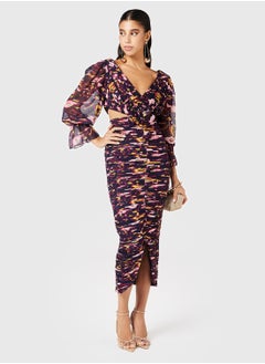 Threadz by Ajooni Printed Ruched Dress  - Image 4