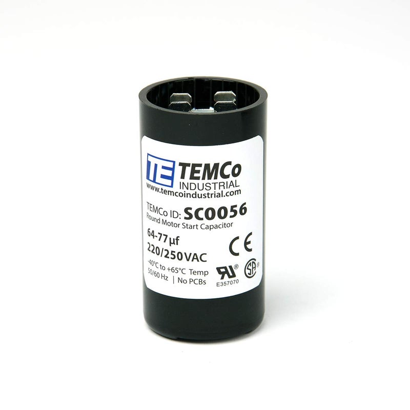 TEMCo Industrial TEMCo 64-77 uf/MFD 220-250 VAC volts Round Start Capacitor 50/60 Hz AC Electric - Lot -1 - Image 2