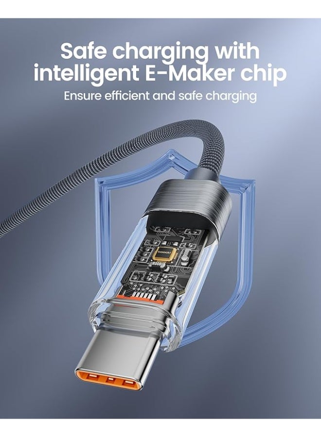 porodo Blue Porodo 60W PD USB-C to USB-C High-Speed Braided Cable with LED Display – 1.2 Meter - Image 4