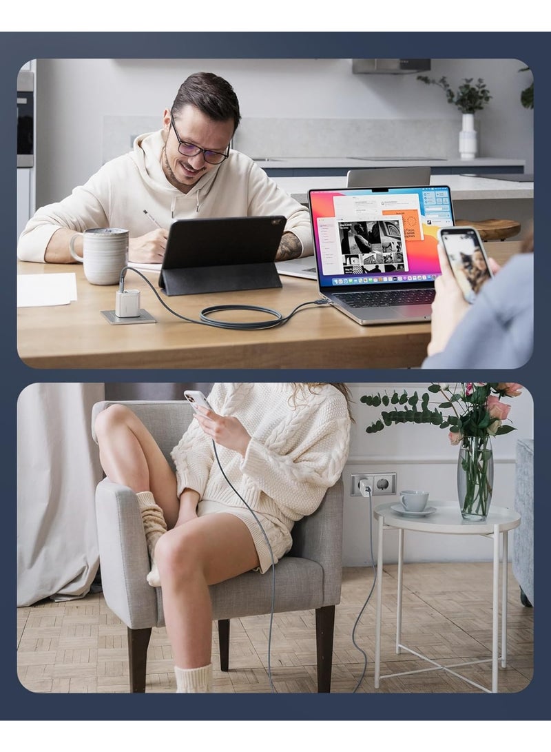 porodo Blue Porodo 60W PD USB-C to USB-C High-Speed Braided Cable with LED Display – 1.2 Meter - Image 2