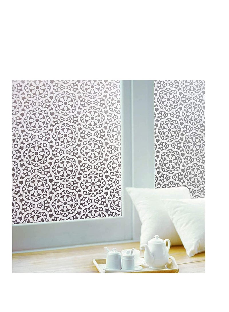 فيلم خصوصية النوافذ زجاج متجمد ملصق بنمط رقاقات الثلج لاصق يحجب الأشعة فوق البنفسجية للاستخدام في المنزل أو المكتب 200 سم × 45 سم - Image 1