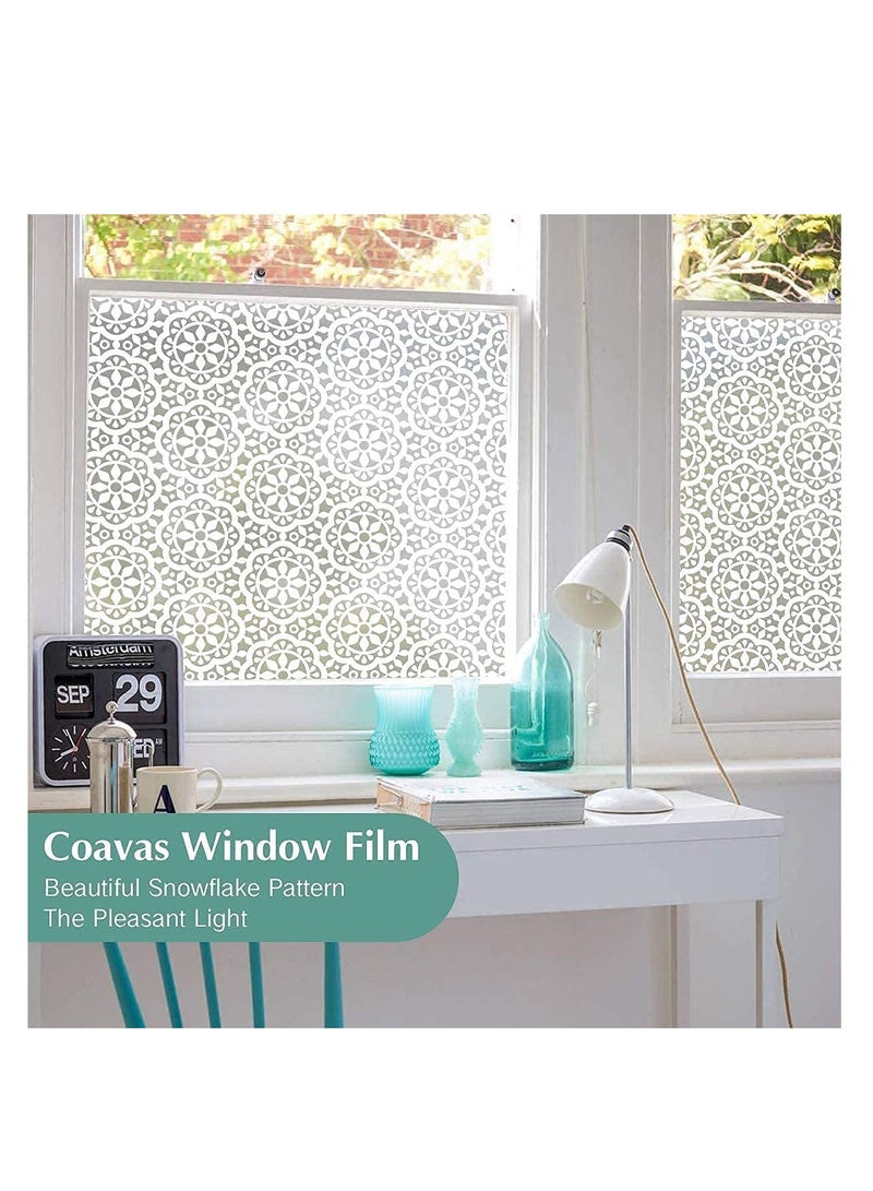 فيلم خصوصية النوافذ زجاج متجمد ملصق بنمط رقاقات الثلج لاصق يحجب الأشعة فوق البنفسجية للاستخدام في المنزل أو المكتب 200 سم × 45 سم - Image 2