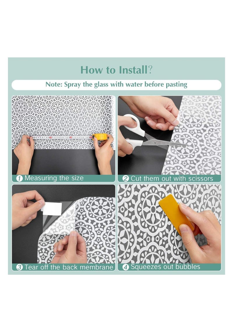 فيلم خصوصية النوافذ زجاج متجمد ملصق بنمط رقاقات الثلج لاصق يحجب الأشعة فوق البنفسجية للاستخدام في المنزل أو المكتب 200 سم × 45 سم - Image 4