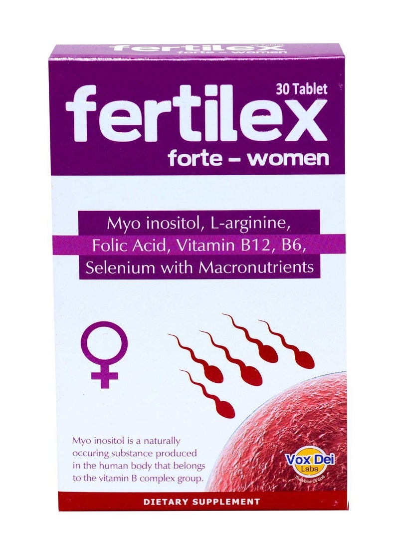 Vox Dei Labs FERTILEX FORTE WOMEN TABLET-MYO INOSITOL,L-ARGININE,FOLIC ACID,VITAMIN B12,B6,SELENIUM WITH MACRONUTRIENTS,30 TABLETS  - Image 1