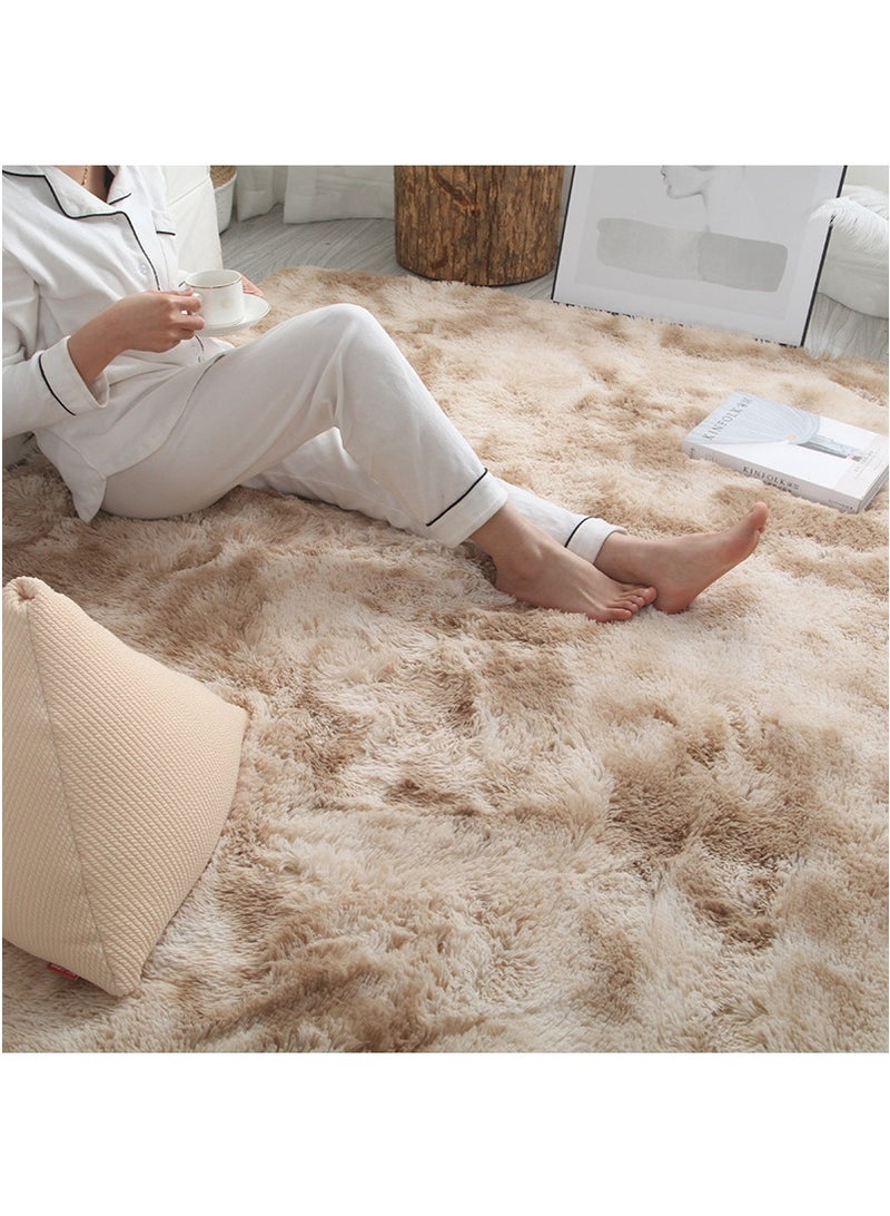 TAPIT 80x160cm Plush Area Rug for Home Bedroom Bedside Living Room, Carpet Mat for Sofa Coffee Table, Bay Window Long Furry Carpet, Bedside Non-Slip Plush Floor Mat (Khaki) - Image 3