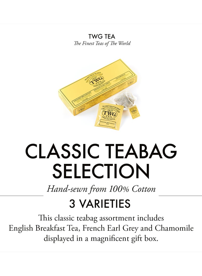 TWG Tea Classic Teabag Selection | 3 Varieties | Exclusive Tea Blends | 15 Hand Sewn Cotton Tea Bags | Gift Set - Image 3