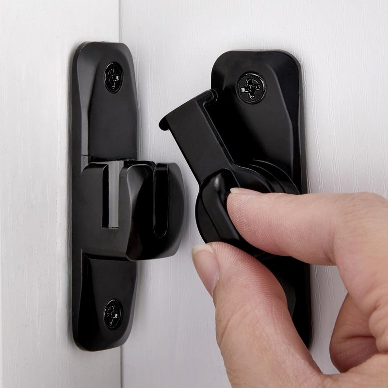 Iniret 4 Pack Barn Door Latches 90/180 Degree Gate Lock Zinc Alloy Right Angle Door Lock Latch Flip Gate Latches Hardware Door Security Sliding Door Latch Lock Fo Cabinets Bathroom Barn Door (Black) - Image 1
