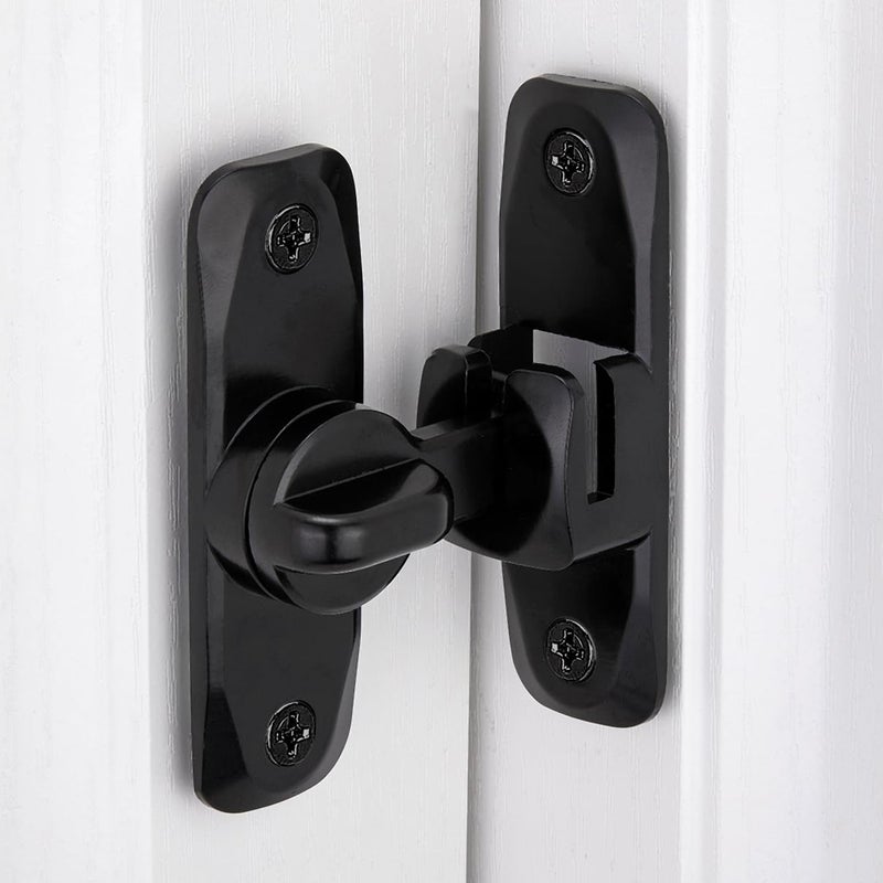 Iniret 4 Pack Barn Door Latches 90/180 Degree Gate Lock Zinc Alloy Right Angle Door Lock Latch Flip Gate Latches Hardware Door Security Sliding Door Latch Lock Fo Cabinets Bathroom Barn Door (Black) - Image 3