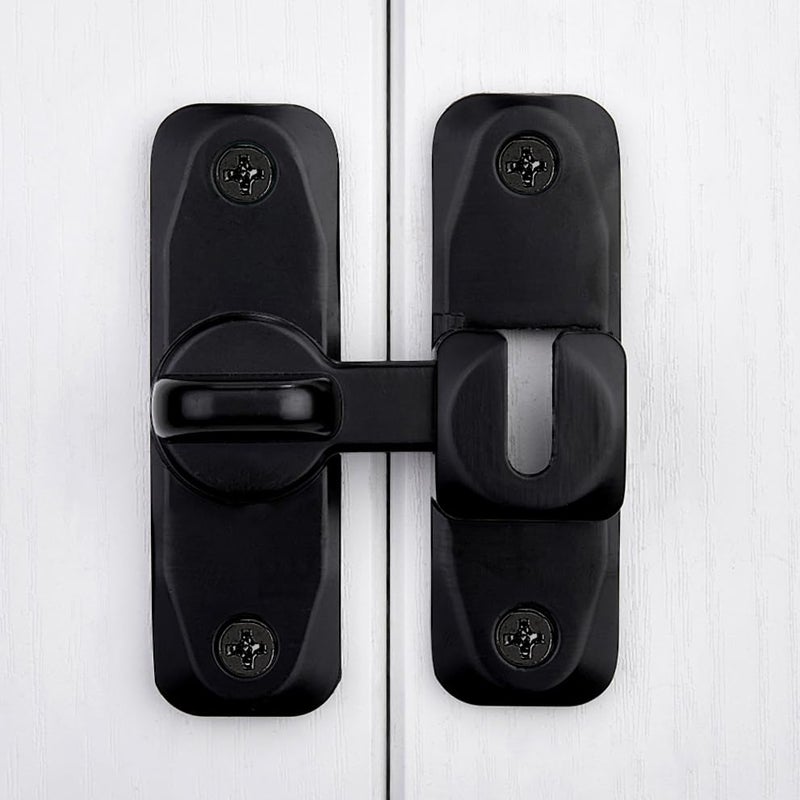 Iniret 4 Pack Barn Door Latches 90/180 Degree Gate Lock Zinc Alloy Right Angle Door Lock Latch Flip Gate Latches Hardware Door Security Sliding Door Latch Lock Fo Cabinets Bathroom Barn Door (Black) - Image 4