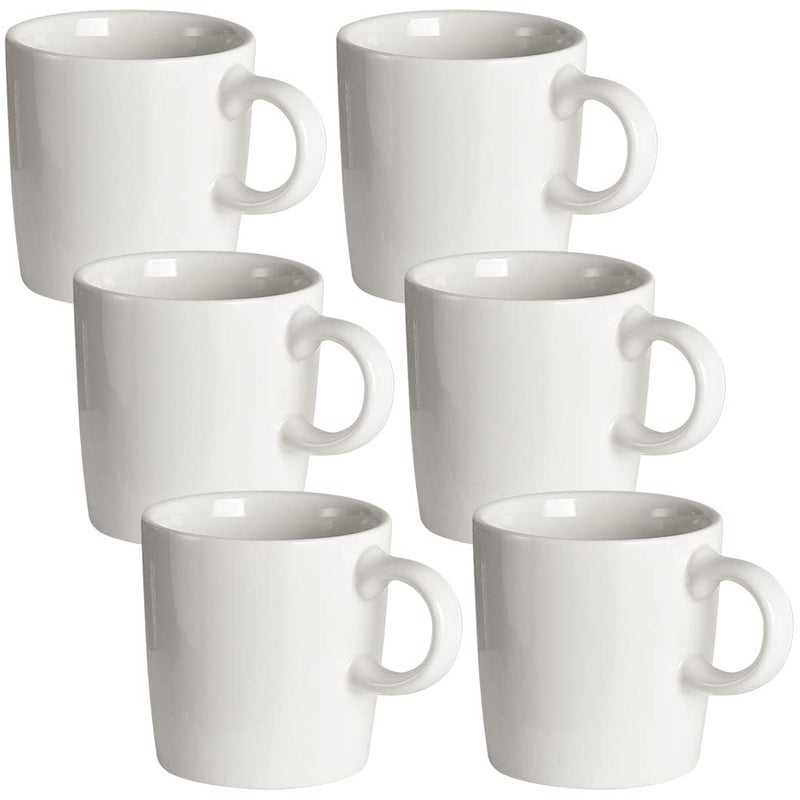 homEdge Mini Porcelain Espresso Cup, 4 Ounces / 120 ml Tiny Ceramic Coffee Mugs Demitasse for Espresso, Tea- Set of 6, White - Image 1