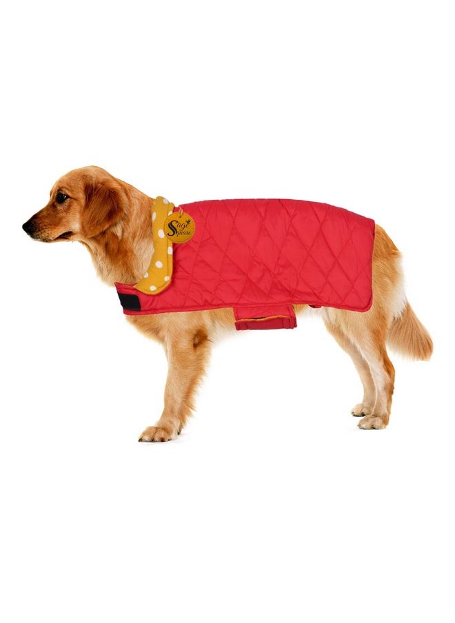 Sage Square 2 In 1 Premium Reversible Double Side Dog Coat, Ultra Warm Windproof Winter, Thicker Fleece Jacket For Cold Weather (Yellow And Red) (Small-Medium) (14 Inches)  - Image 3