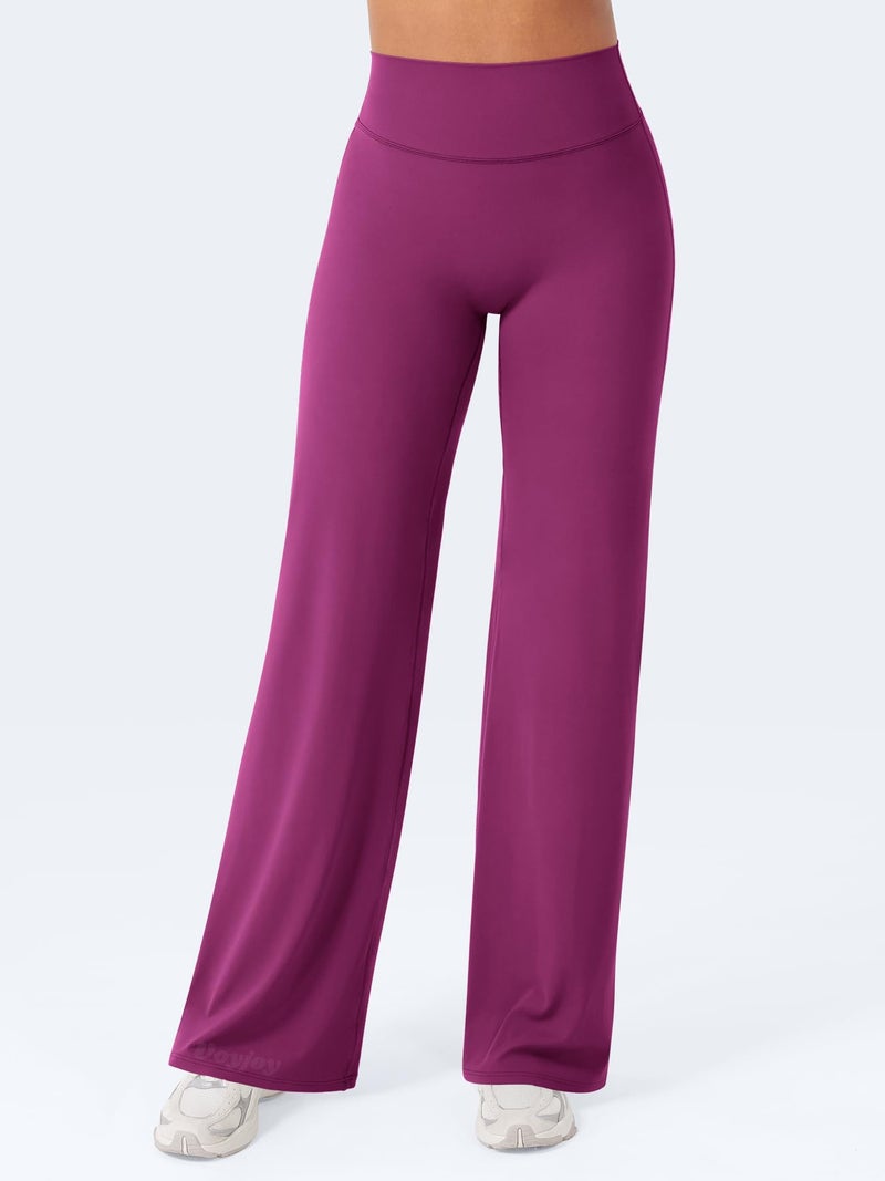 VOYJOY Straight Leggings Bottoms Wide Leg Pants for Women 29"/ 31.5"/33"/35" High Waist Stretch Casual Sweatpants Rose Purple - Image 5