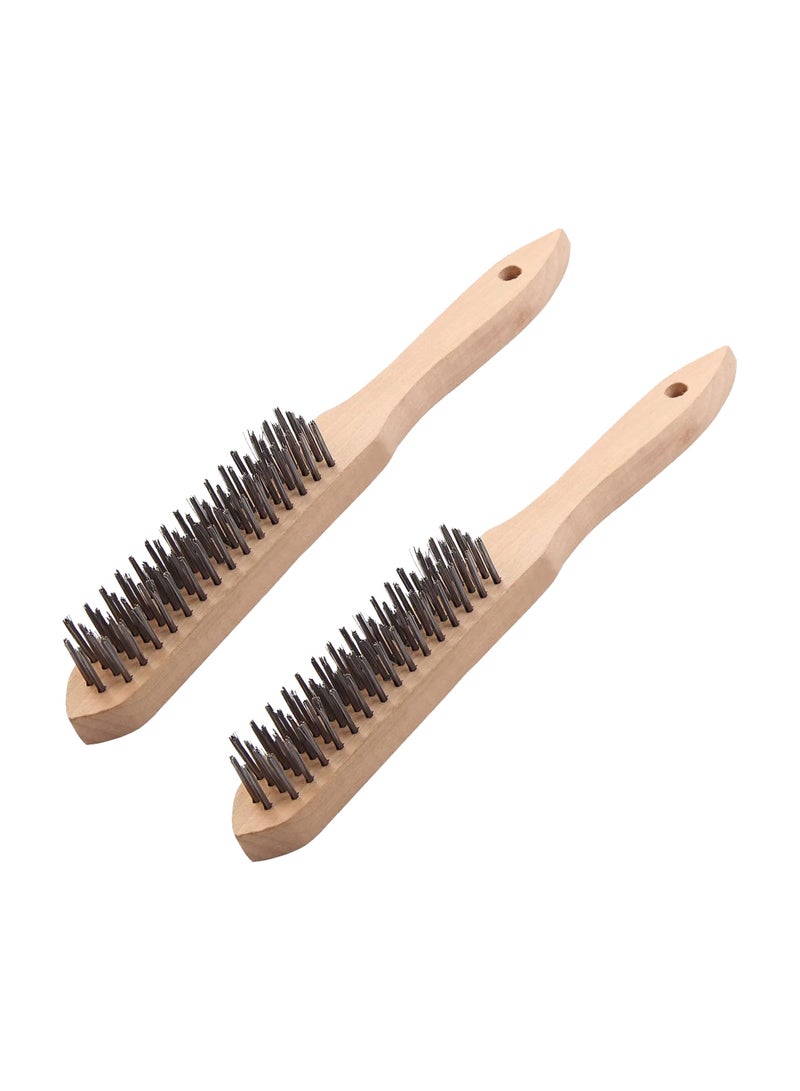 درافل فرشاة دورافيل السلكية بمقبض خشبي لتنظيف الصدأ، وإزالة الطلاء، وتنظيف الأجزاء المعدنية من الأوساخ في المرآب، والورش، والحدائق. (عبوة خشبية من قطعتين، مقاس واحد) - Image 1