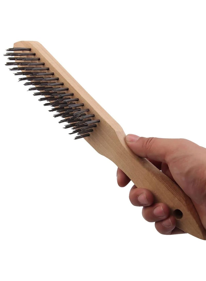 درافل فرشاة دورافيل السلكية بمقبض خشبي لتنظيف الصدأ، وإزالة الطلاء، وتنظيف الأجزاء المعدنية من الأوساخ في المرآب، والورش، والحدائق. (عبوة خشبية من قطعتين، مقاس واحد) - Image 5