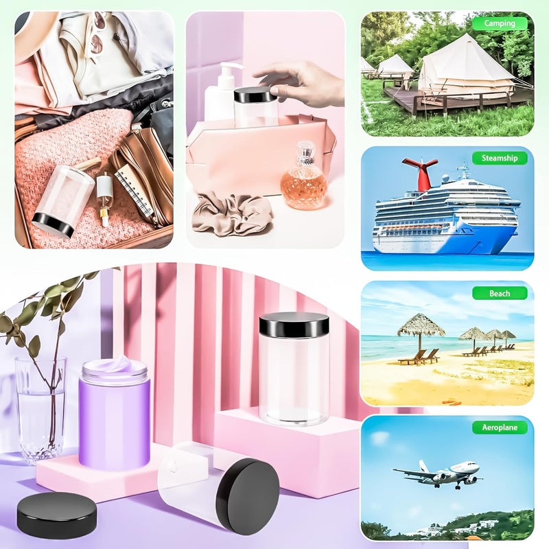MotBach 6 Pack 10oz Plastic Jars Round Clear Containers with Lids, 300ml Empty Small Cosmetic Jars Makeup Containers, 10ounce Slime Jar Travel Cosmetic Container for Makeup Lotion Cream Travel Storage - Image 4