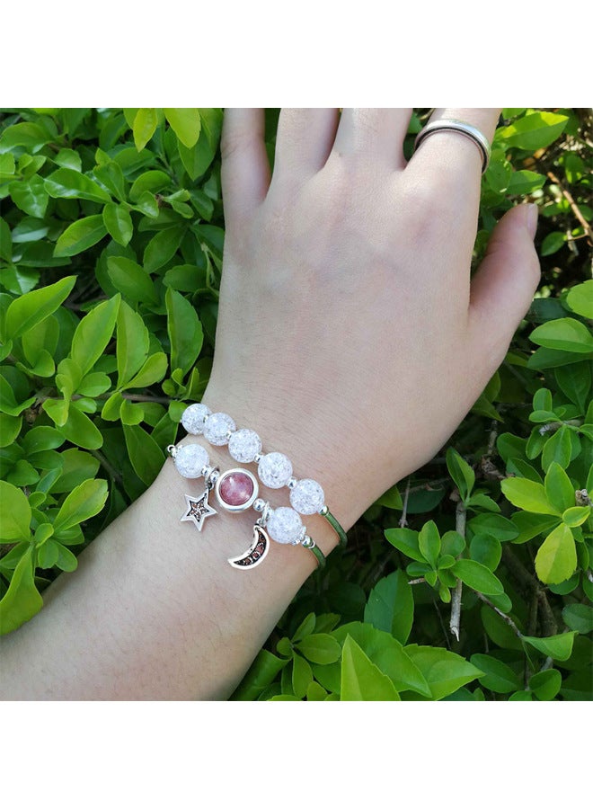 925 Silver Popcorn Crystal Bracelet Pure White Crystal Bracelet Korean Star Moon Couple Silver elry Girl Heart Bracelet