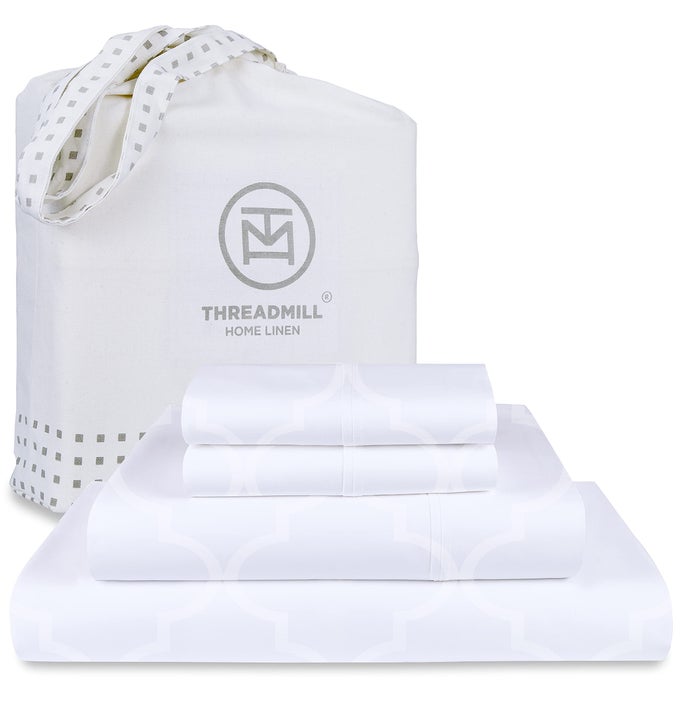 100 COTTON SHEETS FOR KING SIZE BED 4 PC KING BED SHEETS SET SOFT BREATHABLE LIGHTWEIGHT DAMASK SATEEN FOR ALLSEASON USE SNUG FIT ELASTIC DEEP POCKET KING SHEETS WHITE