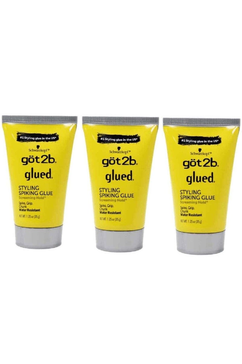 Glued Spiking Hair Styling Glue Waterproof, 1.25 oz, 3-Pack