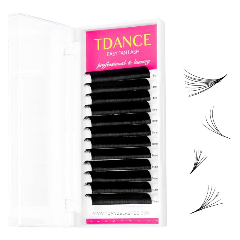 TDANCE Eyelash Extension Supplies Rapid Blooming Volume Eyelash Extensions Thickness 005 D Curl 16mm Easy Fan Volume Lashes Self Fanning Individual Eyelashes Extension D00516mm