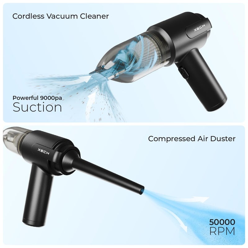 Xech Vacuum Cleaner for Home and Car with Blower Duster Multiple Attachments Mini Handheld Rechargeable Cordless Wireless Vacuums 9000pa 130W 150ml VGun PRO - Image 2