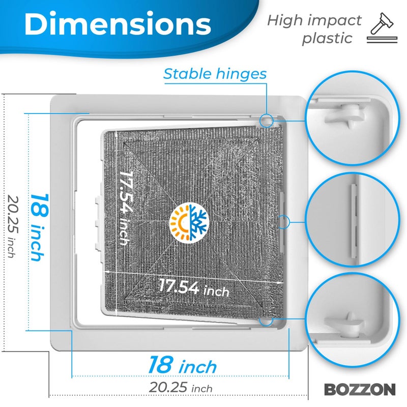BOZZON Access Panel for Drywall 18 x 18 inch Insulated Wall Hole Cover Access Door Plumbing Access Panel for Drywall Heavy Durable Plastic White - Image 3