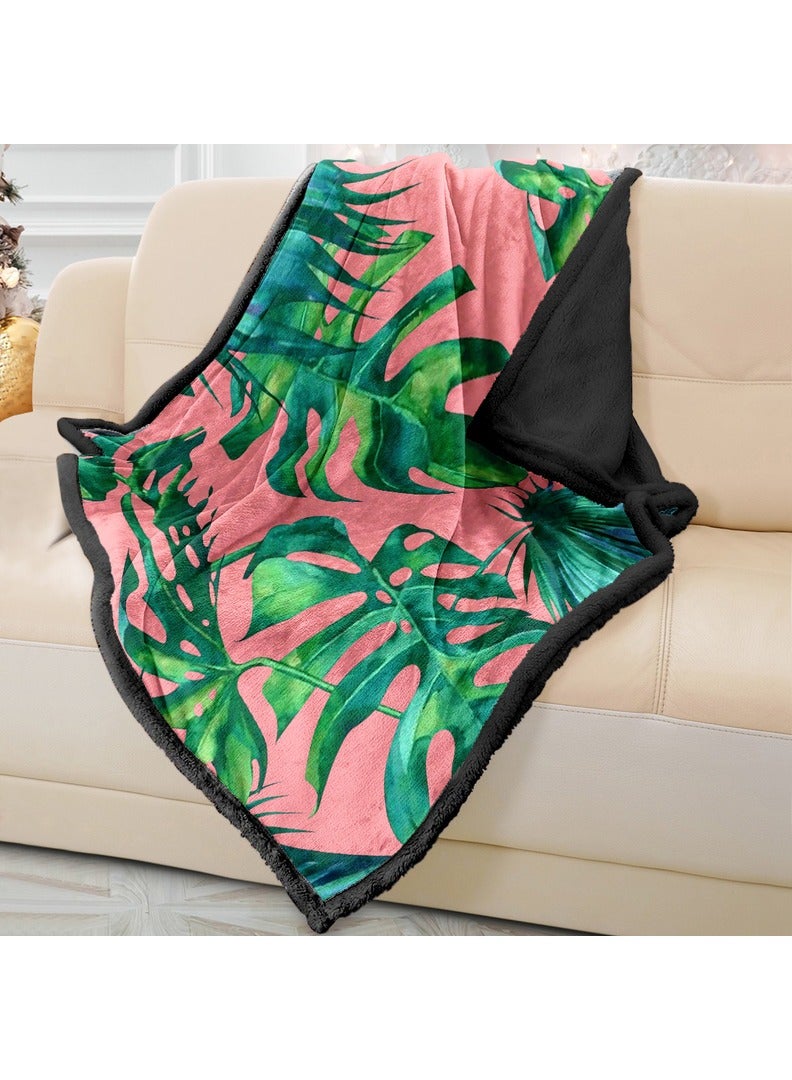 RIZARIES Soft Pink Tropical Sofa Blanket Throw
