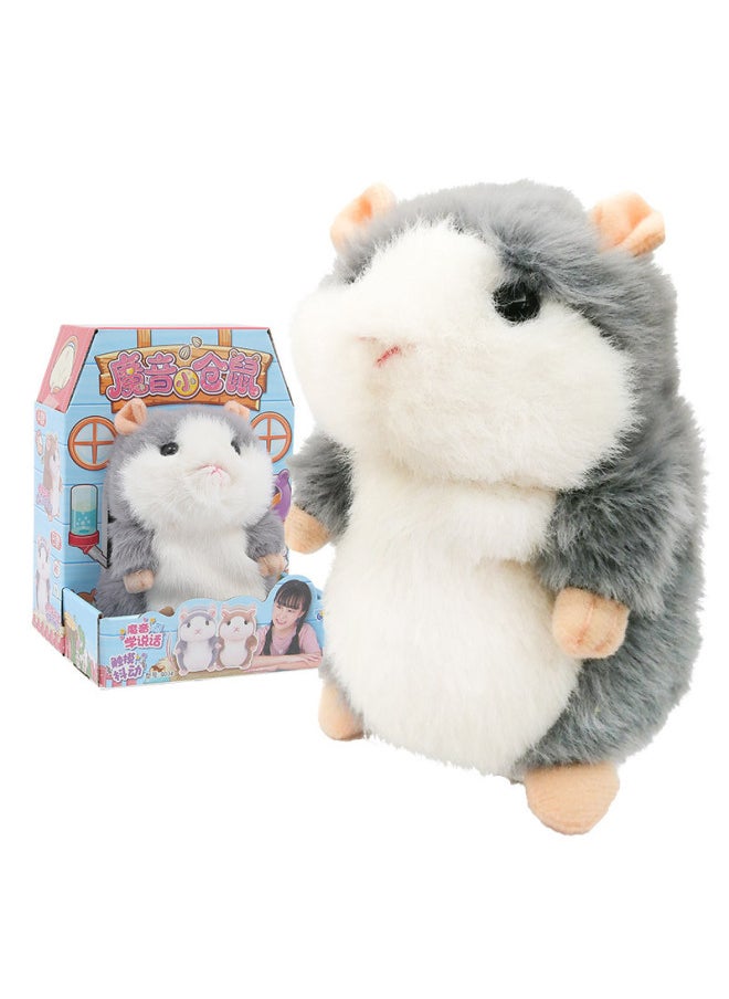 Le Jier Magic Tone Little Cute Pet Rabbit Recording Hamster Chick Plush Learn To Talk Raccoon Electric Educational Toy-Color:Q034 Gray Hamster  - Image 1