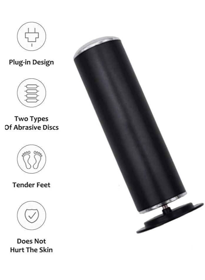 مطحنة ملف القدم الإلكترونية (سرعة قابلة للتعديل) مع 60 قطعة استبدال قرص الصنفرة ، مزيل الجلد الميت الكهربائي للقدم ، للأقدام تقشير الجلد الميت الجاف المتصدع ، للجنسين (أسود) - Image 2