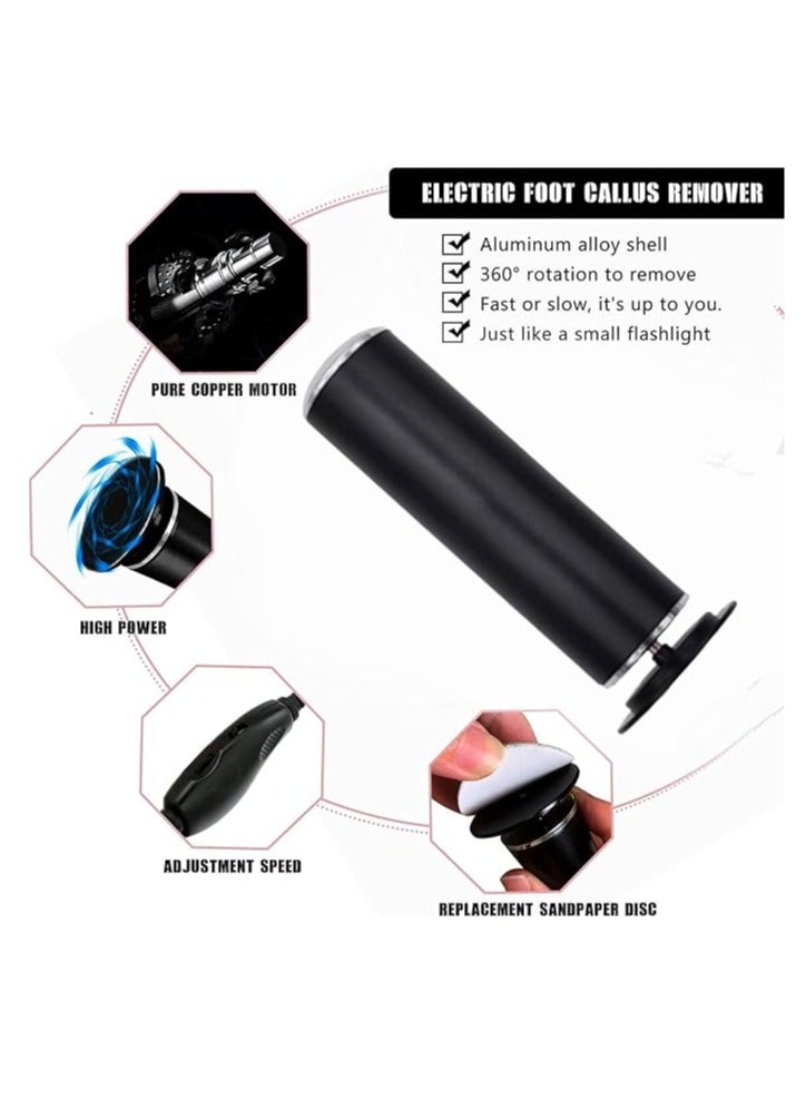 مطحنة ملف القدم الإلكترونية (سرعة قابلة للتعديل) مع 60 قطعة استبدال قرص الصنفرة ، مزيل الجلد الميت الكهربائي للقدم ، للأقدام تقشير الجلد الميت الجاف المتصدع ، للجنسين (أسود) - Image 3