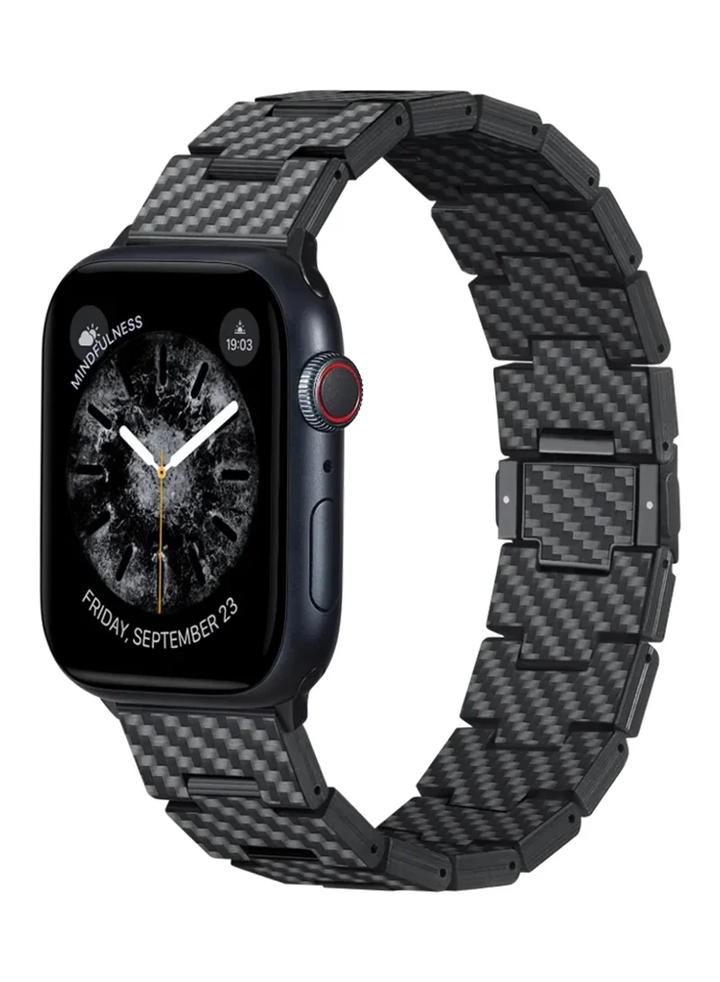 بيتاكا سوار من ألياف الكربون لساعة Apple Watch - كلاسيكي / خفيف الوزن، قوي ومريح / سوار قابل للتخصيص حسب المقاس / متوافق مع جميع سلسلة Apple Watch - أسود كربوني